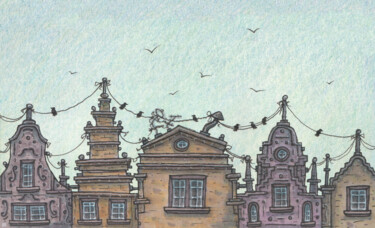 Drawing titled "City of dreams" by Zaur Romanov, Original Artwork, Marker