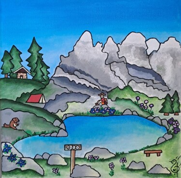 Pintura intitulada "Au bord du lac" por Nadège Dubreuil, Obras de arte originais, Acrílico