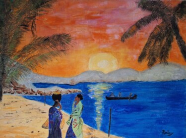 Peinture intitulée "Confidences au couc…" par Pascale Coutoux, Œuvre d'art originale, Acrylique Monté sur Châssis en bois