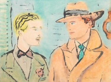 绘画 标题为“Men's talk” 由Marcel Garbi, 原创艺术品, 水彩