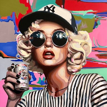 绘画 标题为“Cheers, Marilyn” 由Nana Artamonova, 原创艺术品, 油 安装在木质担架架上