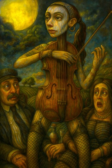 绘画 标题为“The Fiddler” 由Spencer Derry, 原创艺术品, AI生成的图像