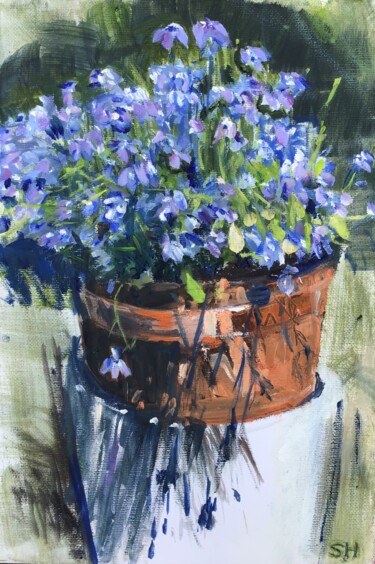 Pintura intitulada "Lobelia" por Sandra Haney, Obras de arte originais, Óleo