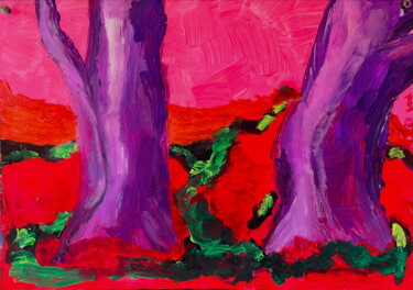 Картина под названием "PURPLE TREES" - Frédérick Meunier, Подлинное произведение искусства, Акрил