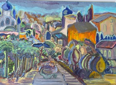 Картина под названием "Golden city" - Yuliya Gündoğan (ostbiju_art), Подлинное произведение искусства, Масло Установлен на Д…