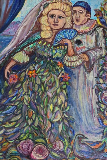 Картина под названием "Love in the garden" - Yuliya Gündoğan (ostbiju_art), Подлинное произведение искусства, Масло