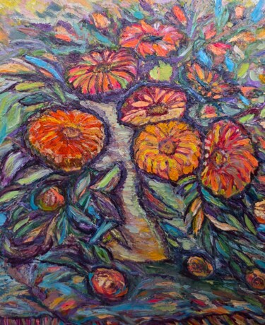 Картина под названием "Flowers of Life" - Yuliya Gündoğan (ostbiju_art), Подлинное произведение искусства, Масло Установлен…