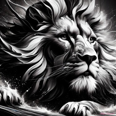 数字艺术 标题为“portrait lion 2” 由Francoise Chopin, 原创艺术品, AI生成的图像