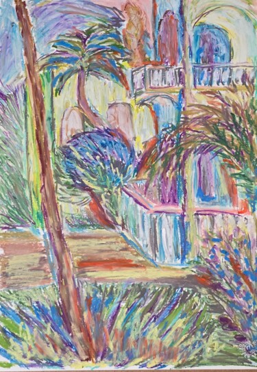Disegno intitolato "Garden by the Terra…" da Yuliya Gündoğan (ostbiju_art), Opera d'arte originale, Pastello