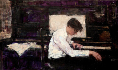 Pintura intitulada "Pianist" por Valeriia Lakrisenko, Obras de arte originais, Óleo