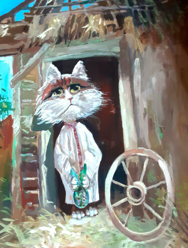绘画 标题为“Whiskers” 由Yerkezhan Kamentayeva, 原创艺术品, 油