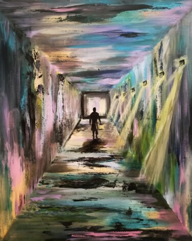 Painting titled "The tunnel to infin…" by Антонина Мудрова, Original Artwork, Acrylic
