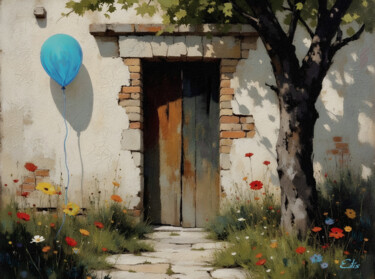 数字艺术 标题为“The Blue Balloon” 由Eilís P., 原创艺术品, 数字油画