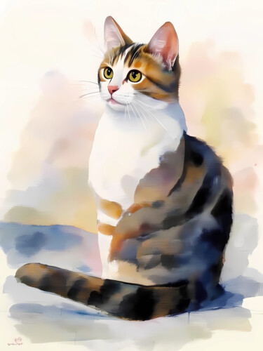 Colorful cat portrait art, modern art wall 제목이 "Colorful cat portra…"인 디지털 아트 Pict T Mosb로, 원작, AI 생성 이미지