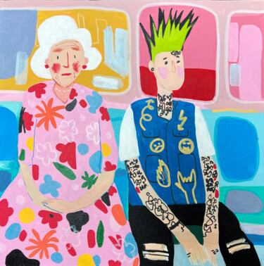 Punk and Grandma Subway Scene (2025) Painting titled "Punk and Grandma Su…" by Sasha Robinson, Original Artwork, Acrylic