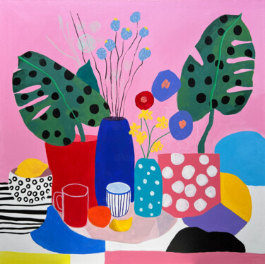 绘画 标题为“Polka Dot Vases Flo…” 由Sasha Robinson, 原创艺术品, 丙烯