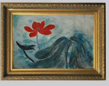 Pintura intitulada "lotus" por Evan, Obras de arte originais, Têmpera
