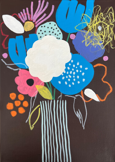 Painting titled "Vibrant Floral Vase…" by Sasha Robinson, Original Artwork, Acrylic