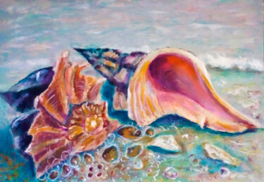 绘画 标题为“Seashells on the Se…” 由Yerkezhan Kamentayeva, 原创艺术品, 油