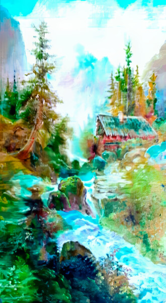 绘画 标题为“Serene Nature Escape” 由Yerkezhan Kamentayeva, 原创艺术品, 丙烯