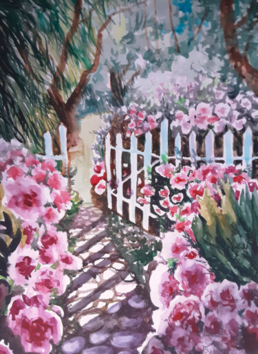 Whispers of the Garden 绘画 标题为“Whispers of the Gar…” 由Yerkezhan Kamentayeva, 原创艺术品, 油
