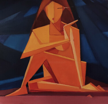 绘画 标题为“Contemplative Figur…” 由Yerkezhan Kamentayeva, 原创艺术品, 丙烯