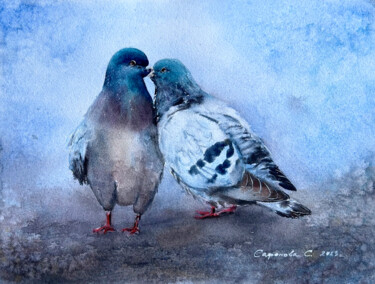 绘画 标题为“The pigeons” 由Svetlana Safonova, 原创艺术品, 水彩