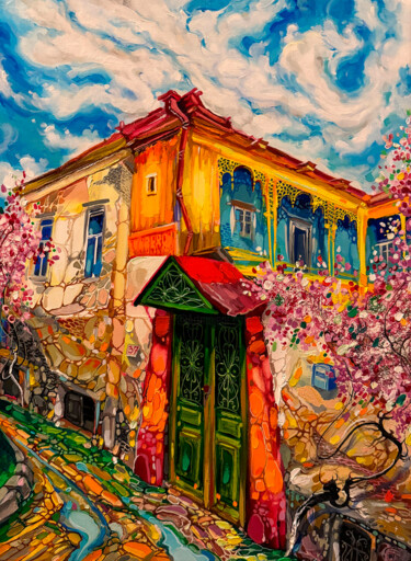 Green Door to Spring 제목이 "Green Door to Spring"인 미술작품 Yerkezhan Kamentayeva로, 원작, 기름