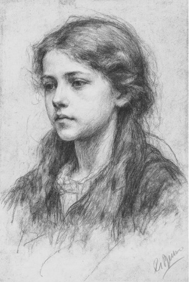 Drawing titled "VOLTO FEMMINILE" by Costapintor, Original Artwork, Pencil