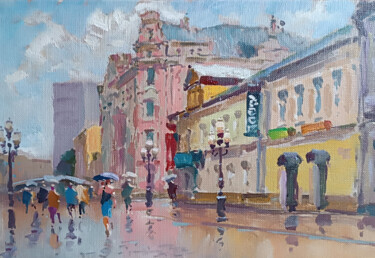 Rainy City Life 绘画 标题为“Rainy City Life” 由Yerkezhan Kamentayeva, 原创艺术品, 丙烯