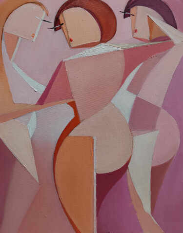 Warm Dance of Three Figures 绘画 标题为“Warm Dance of Three…” 由Yerkezhan Kamentayeva, 原创艺术品, 丙烯