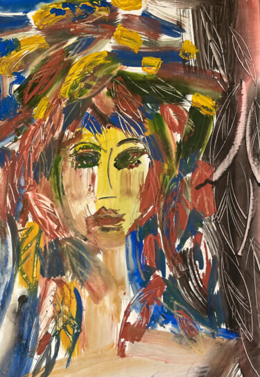 Radiant Face 绘画 标题为“Radiant Face” 由Yerkezhan Kamentayeva, 原创艺术品, 丙烯
