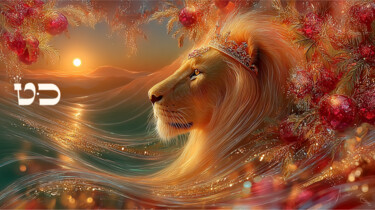 The Birth of Royal Light. Leo’s Sacred Aura Цифровое искусство под названием "The Birth of Royal…" - Asnat Unnger, Подлинное произведение искусства, Цифровая живопись