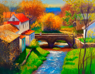 绘画 标题为“autumn afternoon in…” 由Yerkezhan Kamentayeva, 原创艺术品, 丙烯