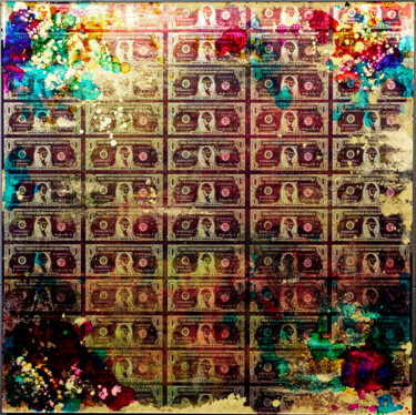 绘画 标题为“Dollar Bills Abstra…” 由James Chiew, 原创艺术品, 丙烯 安装在铝上