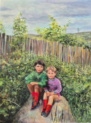 绘画 标题为“"Rote Kniestrümpfe” 由Tatjana Fischer, 原创艺术品, 丙烯 安装在纸板上
