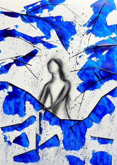 绘画 标题为“Le Bleu et l'Enfant” 由Emmanuelle Donzé, 原创艺术品, 丙烯