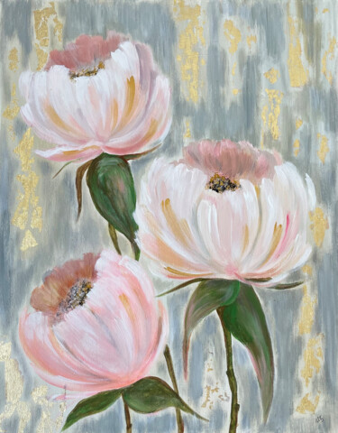"Peonies on a golden…" başlıklı Tablo Irina Bazhanova tarafından, Orijinal sanat, Akrilik