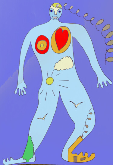 图画 标题为“Autoportrait bleu c…” 由Marie-Pierre Valat, 原创艺术品, 标记