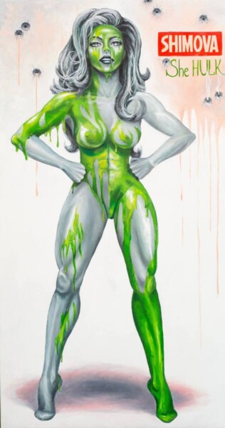 Schilderij getiteld "She Hulk" door Alina Shimova, Origineel Kunstwerk, Olie