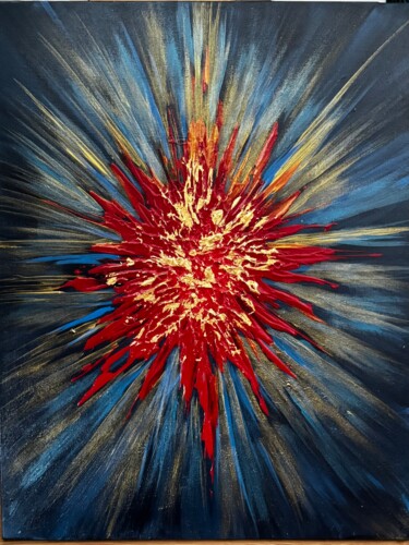 Painting titled "Взрыв эмоций" by Lubov Zurova, Original Artwork, Acrylic Mounted on Wood Stretcher frame