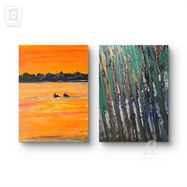 Kompozycja prac na płótnie, 40x50x2 cm, Podlasie 绘画 标题为“Kompozycja prac na…” 由Ewa Mościszko, 原创艺术品, 丙烯