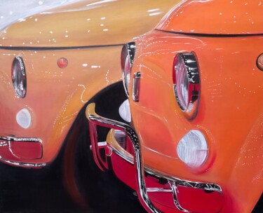 绘画 标题为“Duo Fiat 500 cinquc…” 由Gilbert Duchamp, 原创艺术品, 丙烯 安装在木质担架架上
