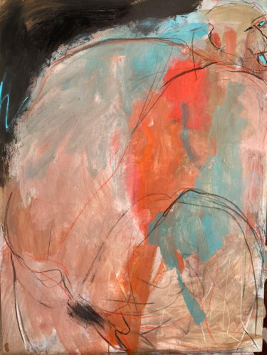 Schilderij getiteld "Les hommes/3" door Isabelle Petit, Origineel Kunstwerk, Acryl Gemonteerd op Frame voor houten brancard