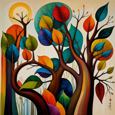 Painting titled "Arbol 6" by L.Roche, Original Artwork, Acrylic Mounted on Other rigid panel