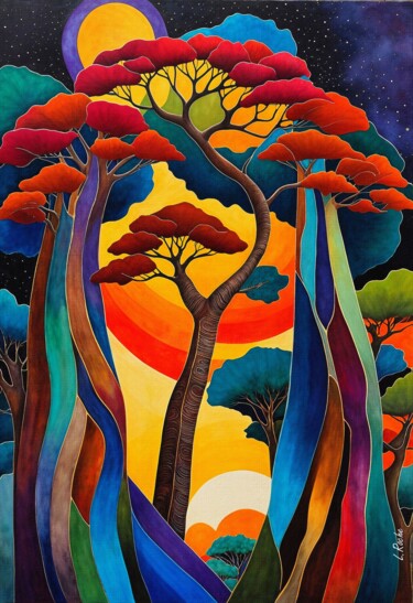 Painting titled "Arbol 4" by L.Roche, Original Artwork, Acrylic Mounted on Other rigid panel