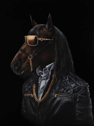 绘画 标题为“Horse in Black” 由Alina Shimova, 原创艺术品, 丙烯