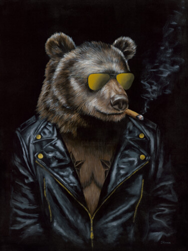 Schilderij getiteld "Bear" door Alina Shimova, Origineel Kunstwerk, Acryl