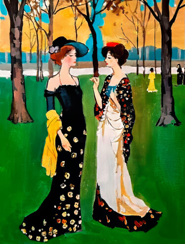 Women Conversation 绘画 标题为“Women Conversation” 由Yerkezhan Kamentayeva, 原创艺术品, 油