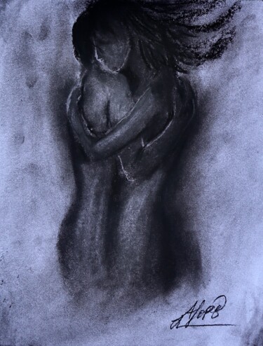 제목이 "Lover's embrace"인 그림 Alicia Lopez로, 원작, 숯